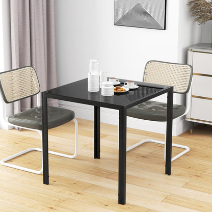 Dining Table 75 x 75 cm, Square Kitchen Table for 4 People, Dining Table with Toughened Glass Top and Metal Legs, Modern Table for Kitchen, Dining Room, and Living Room, Black
