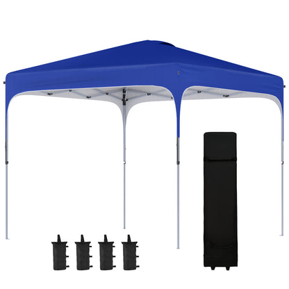 Foldable Pop-Up Gazebo 2.5x2.5x2.68 m Garden Canopy UV 50+ Protection Adjustable Height with 4 Sandbags and Carry Bag for Camping Parties Patio Blue