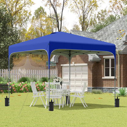 Foldable Pop-Up Gazebo 2.5x2.5x2.68 m Garden Canopy UV 50+ Protection Adjustable Height with 4 Sandbags and Carry Bag for Camping Parties Patio Blue