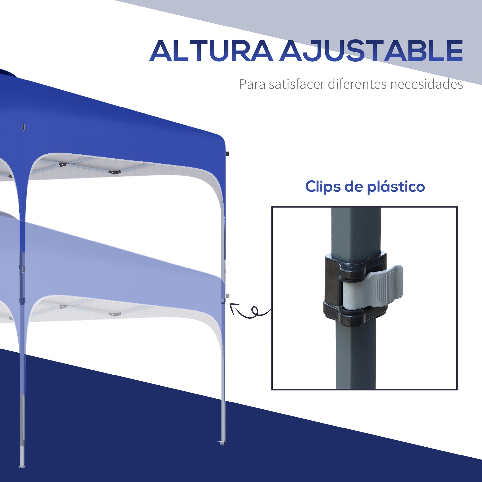 Foldable Pop-Up Gazebo 2.5x2.5x2.68 m Garden Canopy UV 50+ Protection Adjustable Height with 4 Sandbags and Carry Bag for Camping Parties Patio Blue