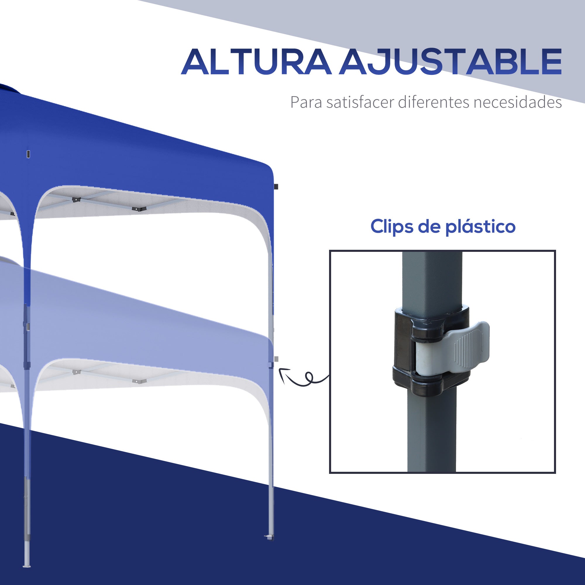 Foldable Pop-Up Gazebo 2.5x2.5x2.68 m Garden Canopy UV 50+ Protection Adjustable Height with 4 Sandbags and Carry Bag for Camping Parties Patio Blue