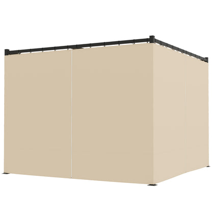 Retractable Roof Pergola Garden Pergola 3x3m Gazebo with Side Walls Water-Resistant Polyester Fabric Pavilion for Garden Patio Terrace Outdoor Beige