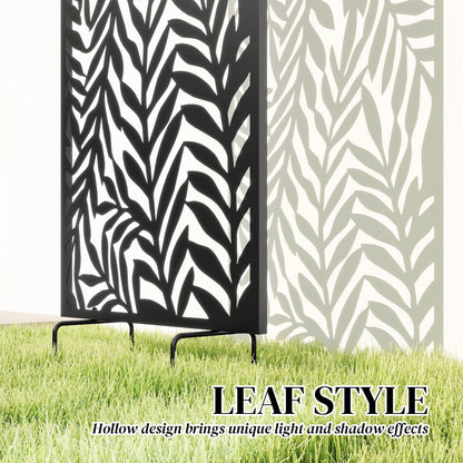 Privacy Screen 25.6 in x 51.2 in, Freestanding & Hanging, Metal Privacy Panel for Staking or Wall Mount, Balcony & Terrace, Black
