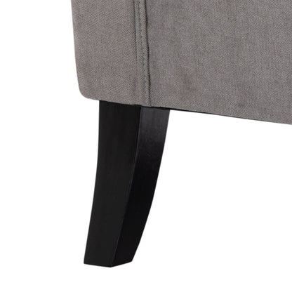 Wing Chair Armchair with Tufting, High Backrest, Upholstered Lounge Chair with Rounded Armrests, Wood Legs, for bedroom, living room, up to 160 kg, Gray