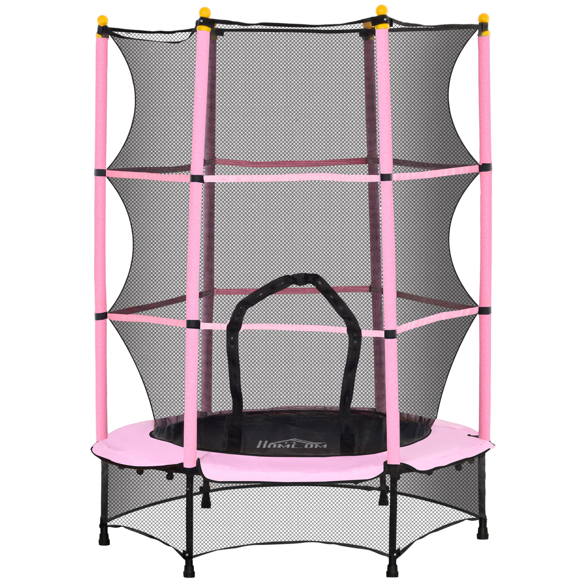 Kids Trampoline Ø140 cm, Trampoline with Safety Net, Edge Cover, Garden Trampoline for Children 3-10 Years, Up to 50 kg, Pink