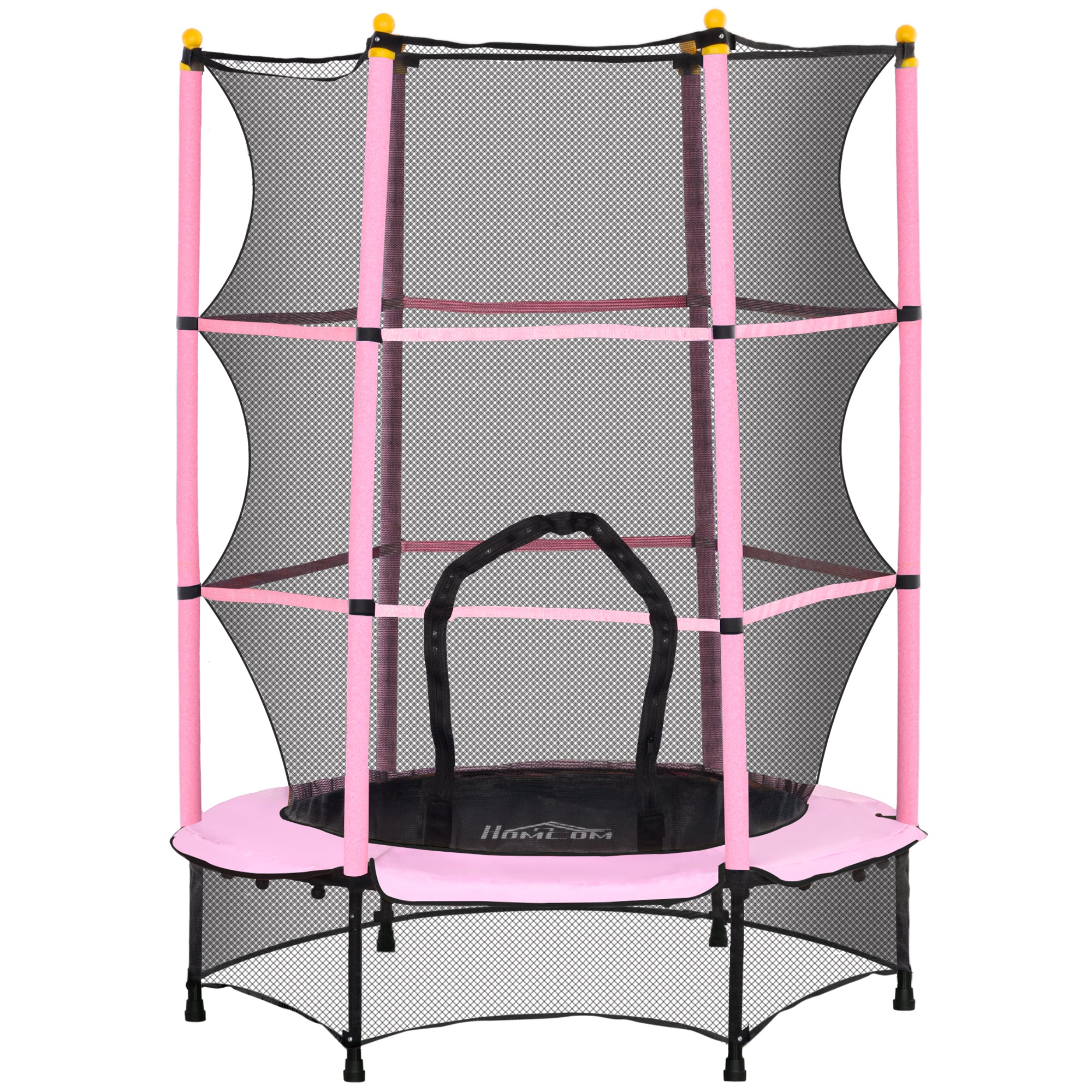 Kids Trampoline Ø140 cm, Trampoline with Safety Net, Edge Cover, Garden Trampoline for Children 3-10 Years, Up to 50 kg, Pink