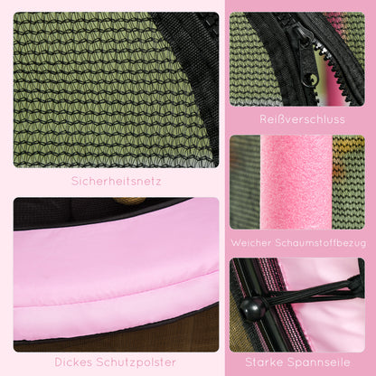 Kids Trampoline Ø140 cm, Trampoline with Safety Net, Edge Cover, Garden Trampoline for Children 3-10 Years, Up to 50 kg, Pink