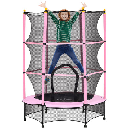Kids Trampoline Ø140 cm, Trampoline with Safety Net, Edge Cover, Garden Trampoline for Children 3-10 Years, Up to 50 kg, Pink