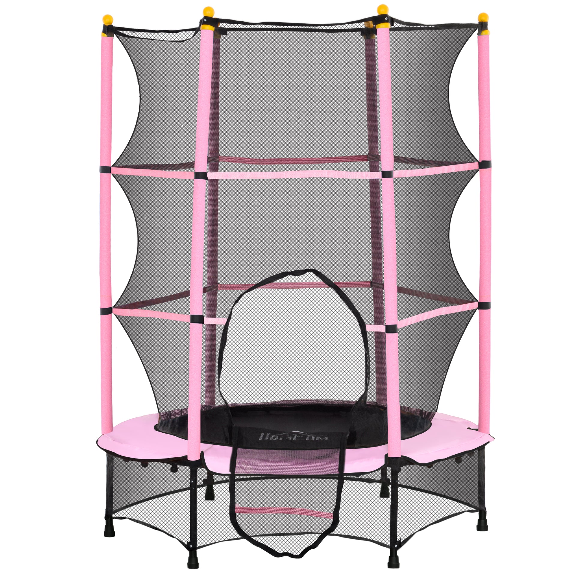 Kids Trampoline Ø140 cm, Trampoline with Safety Net, Edge Cover, Garden Trampoline for Children 3-10 Years, Up to 50 kg, Pink