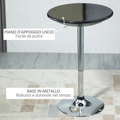 Round Bar Table with Swivel Top, Gas Lift Adjustable Height, Steel Base, Φ61x76-97cm, Black