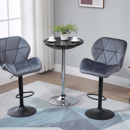 Round Bar Table with Swivel Top, Gas Lift Adjustable Height, Steel Base, Φ61x76-97cm, Black