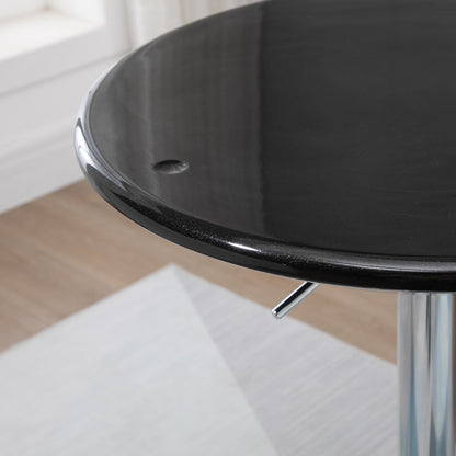 Round Bar Table with Swivel Top, Gas Lift Adjustable Height, Steel Base, Φ61x76-97cm, Black