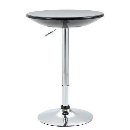 Round Bar Table with Swivel Top, Gas Lift Adjustable Height, Steel Base, Φ61x76-97cm, Black