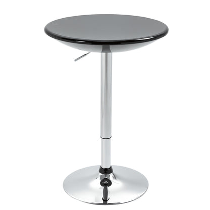 Round Bar Table with Swivel Top, Gas Lift Adjustable Height, Steel Base, Φ61x76-97cm, Black