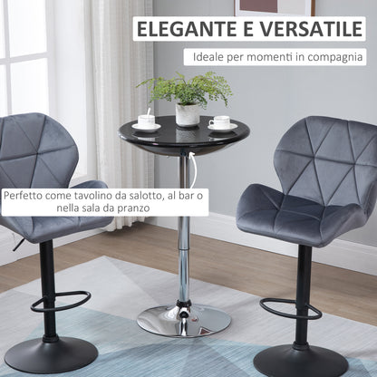Round Bar Table with Swivel Top, Gas Lift Adjustable Height, Steel Base, Φ61x76-97cm, Black
