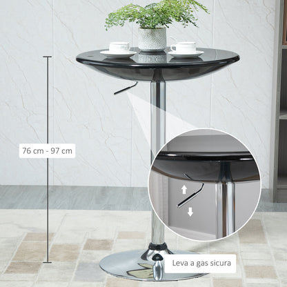 Round Bar Table with Swivel Top, Gas Lift Adjustable Height, Steel Base, Φ61x76-97cm, Black