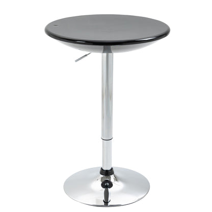 Round Bar Table with Swivel Top, Gas Lift Adjustable Height, Steel Base, Φ61x76-97cm, Black