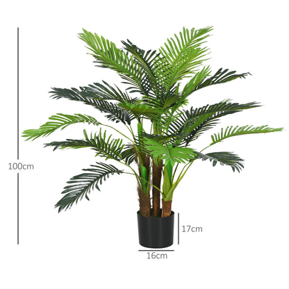 Artificial Plants, Artificial Palm Tree, 100cm Faux Plant with 27 Branches, Indoor Plant, Fake Tree, Plant Decor for Indoor, Outdoor, Green