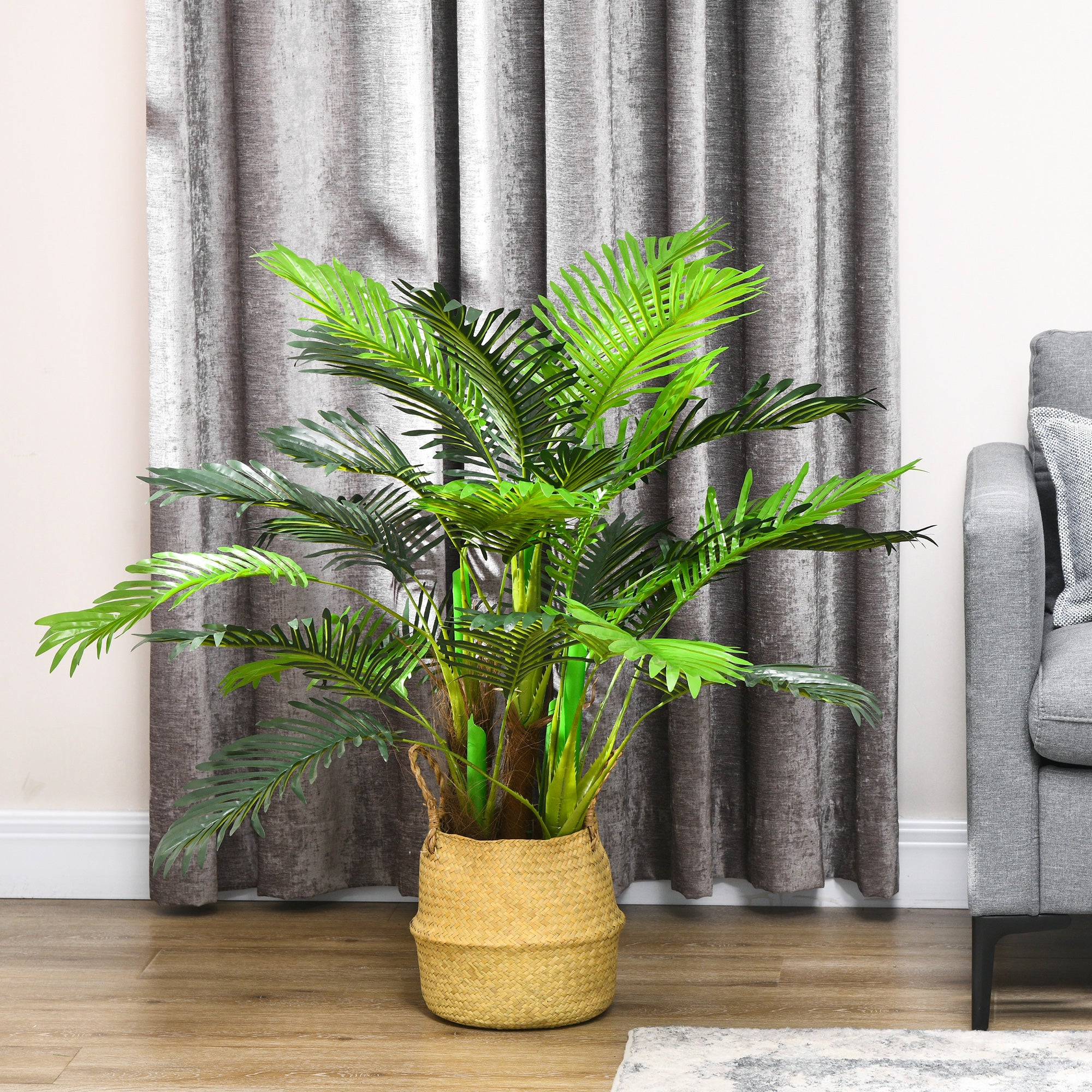Artificial Plants, Artificial Palm Tree, 100cm Faux Plant with 27 Branches, Indoor Plant, Fake Tree, Plant Decor for Indoor, Outdoor, Green