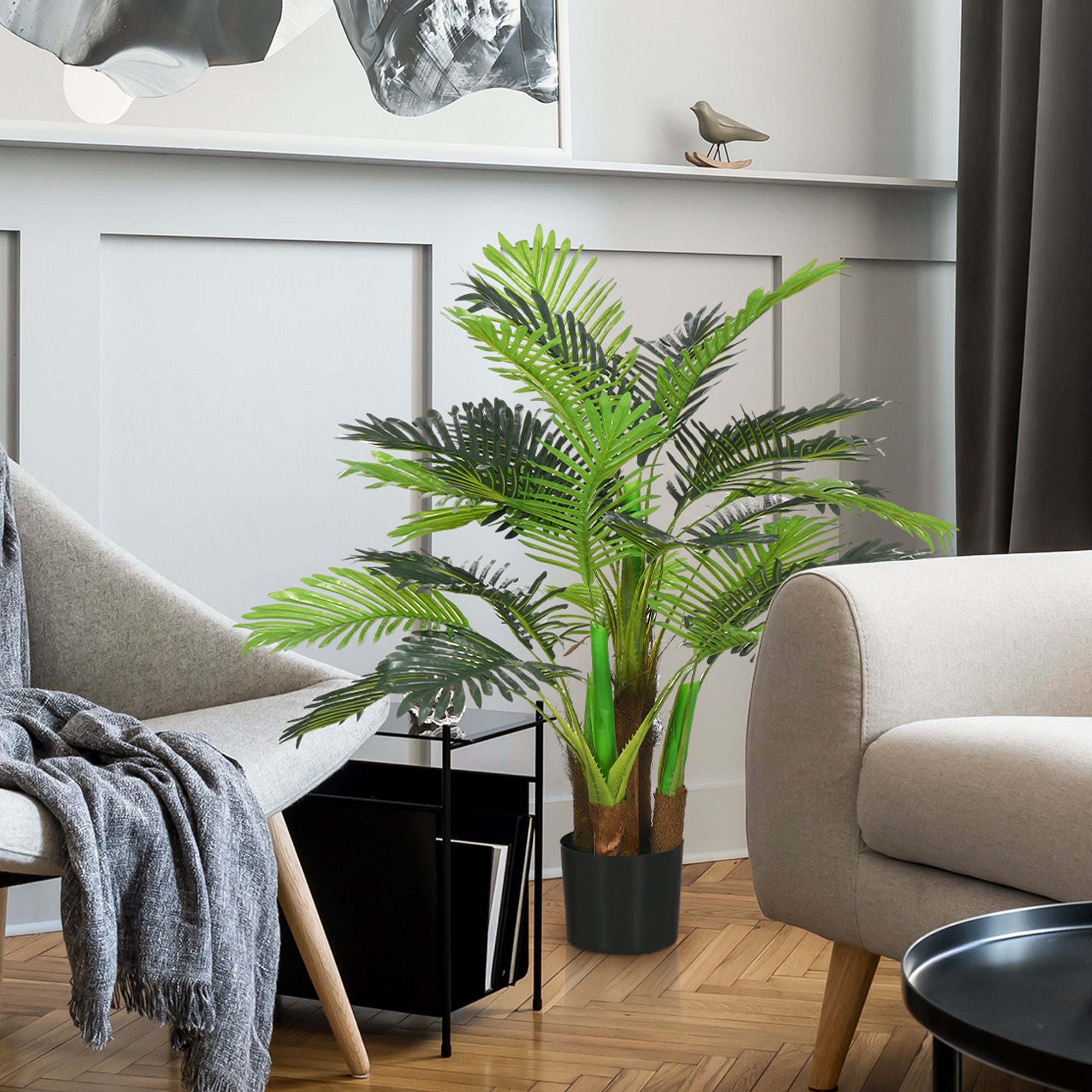 Artificial Plants, Artificial Palm Tree, 100cm Faux Plant with 27 Branches, Indoor Plant, Fake Tree, Plant Decor for Indoor, Outdoor, Green