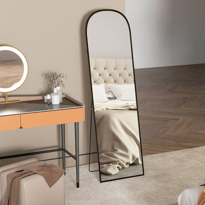Full Length Mirror 50x170 cm Standing or Wall Mirror with Aluminum Alloy Frame and Stand for Living Room Bedroom Bathroom Black