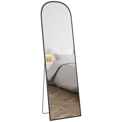 Full Length Mirror 50x170 cm Standing or Wall Mirror with Aluminum Alloy Frame and Stand for Living Room Bedroom Bathroom Black
