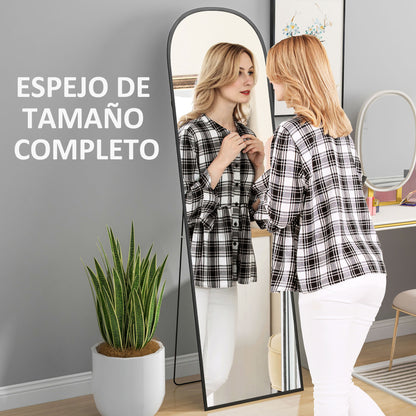 Full Length Mirror 50x170 cm Standing or Wall Mirror with Aluminum Alloy Frame and Stand for Living Room Bedroom Bathroom Black