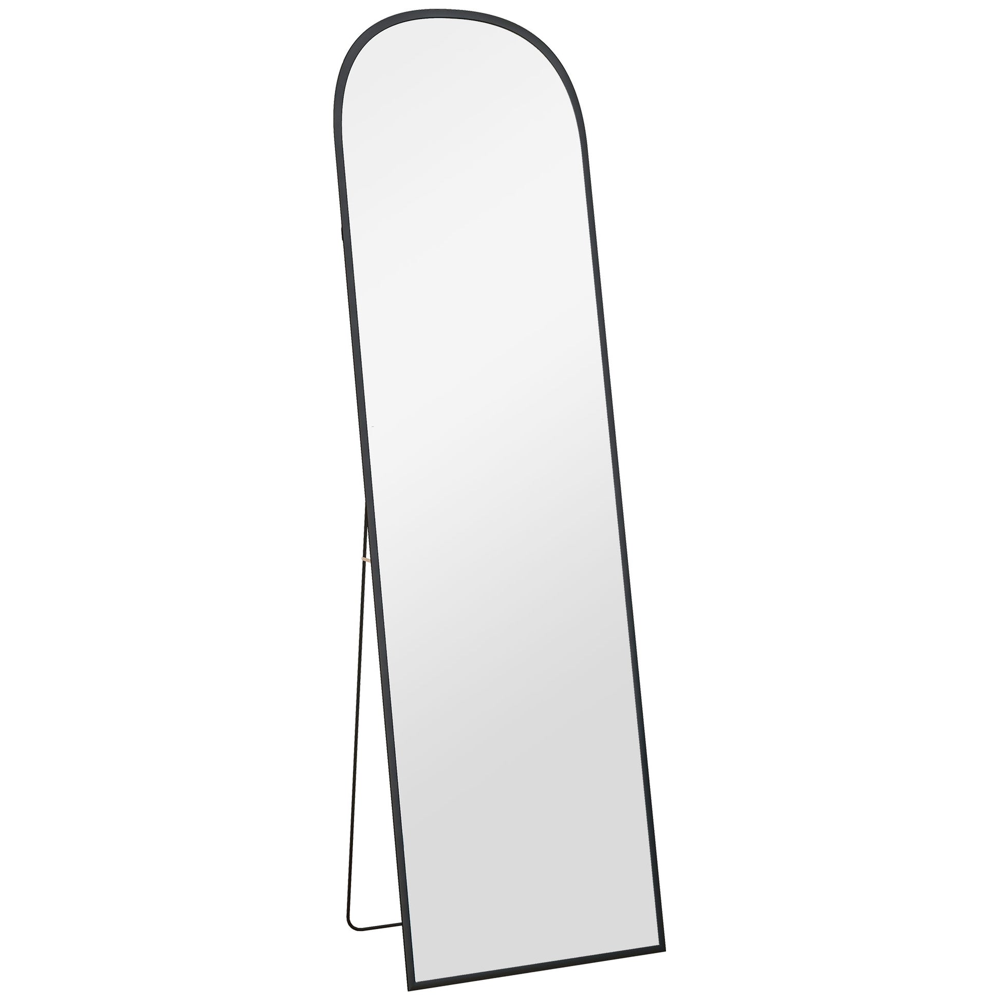 Full Length Mirror 50x170 cm Standing or Wall Mirror with Aluminum Alloy Frame and Stand for Living Room Bedroom Bathroom Black