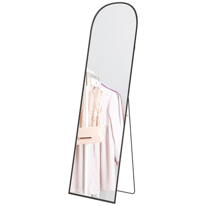 Full Length Mirror 50x170 cm Standing or Wall Mirror with Aluminum Alloy Frame and Stand for Living Room Bedroom Bathroom Black