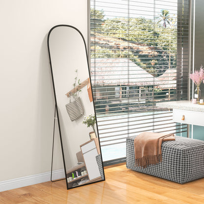 Full Length Mirror 50x170 cm Standing or Wall Mirror with Aluminum Alloy Frame and Stand for Living Room Bedroom Bathroom Black