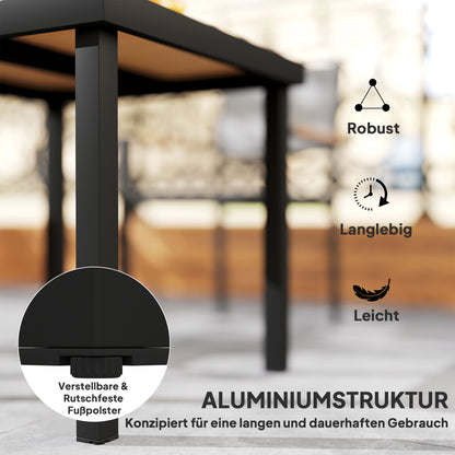 Plastic Garden Table 78 x 78 x 74 cm Weatherproof Aluminum Frame, Buffet Table Camping Table for 4 People Balcony Table Terrace Table Outdoor Dining Table for Garden, Terrace Balcony Black