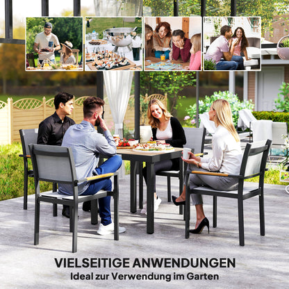 Plastic Garden Table 78 x 78 x 74 cm Weatherproof Aluminum Frame, Buffet Table Camping Table for 4 People Balcony Table Terrace Table Outdoor Dining Table for Garden, Terrace Balcony Black