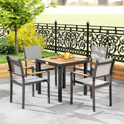Plastic Garden Table 78 x 78 x 74 cm Weatherproof Aluminum Frame, Buffet Table Camping Table for 4 People Balcony Table Terrace Table Outdoor Dining Table for Garden, Terrace Balcony Black