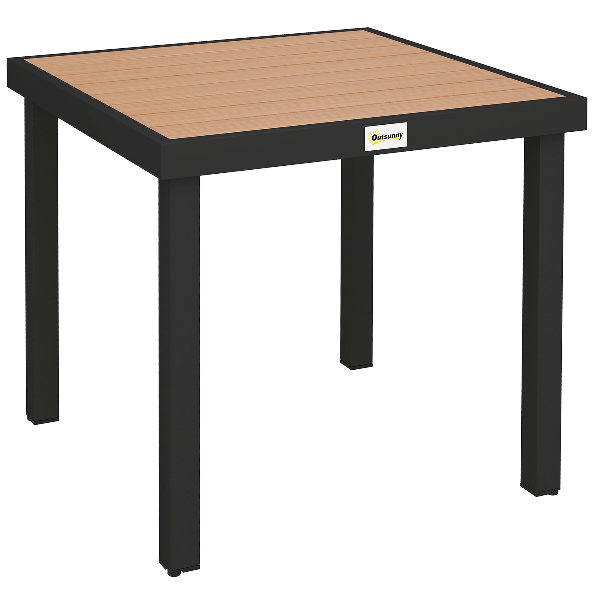 Plastic Garden Table 78 x 78 x 74 cm Weatherproof Aluminum Frame, Buffet Table Camping Table for 4 People Balcony Table Terrace Table Outdoor Dining Table for Garden, Terrace Balcony Black