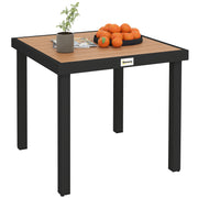 Plastic Garden Table 78 x 78 x 74 cm Weatherproof Aluminum Frame, Buffet Table Camping Table for 4 People Balcony Table Terrace Table Outdoor Dining Table for Garden, Terrace Balcony Black
