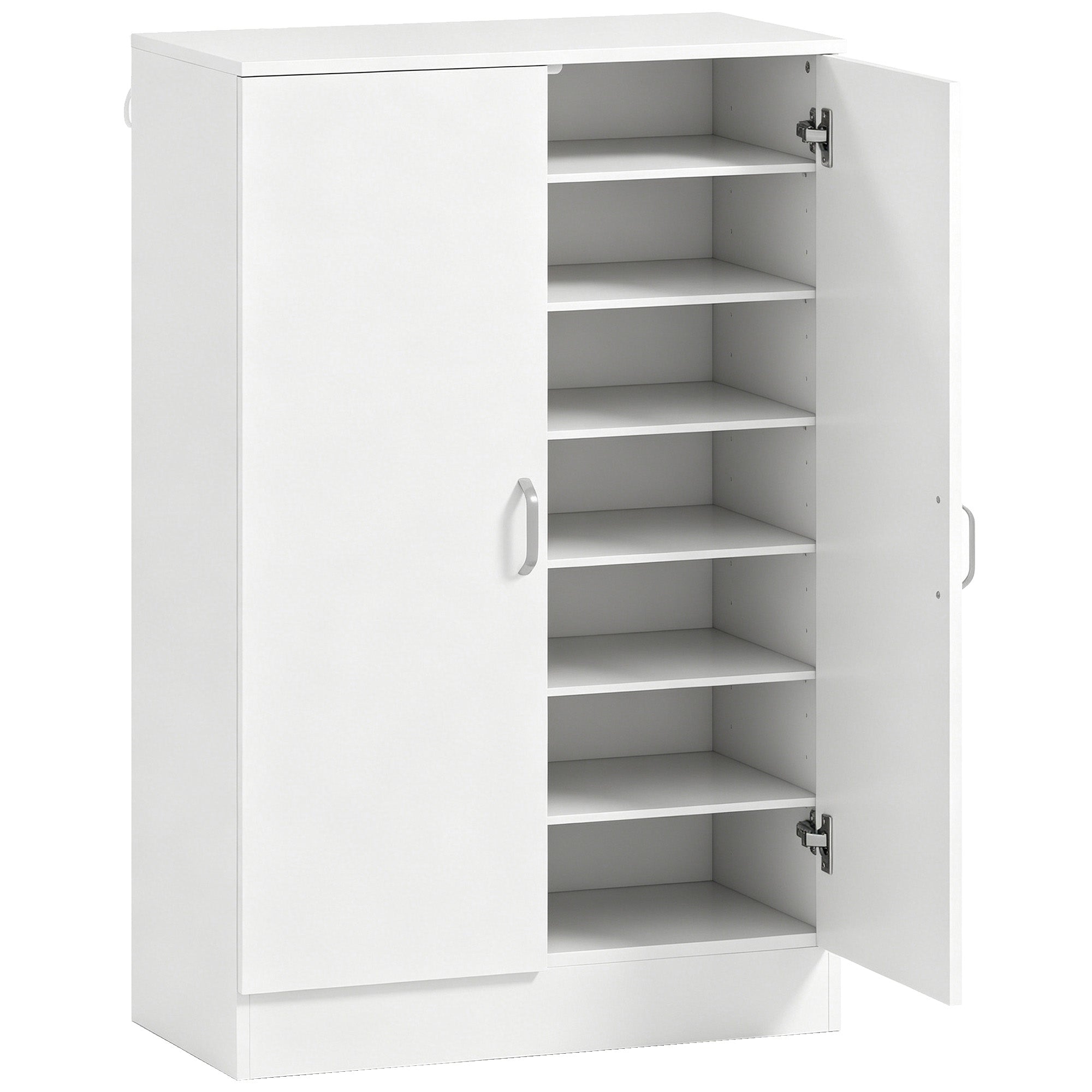 2-Door Shoe Cabinet with 6 Adjustable Shelves, Soft-Close, Stores up to 21 Pairs – Natural Wood Finish (27.6 x 13.8 x 42.5 in)