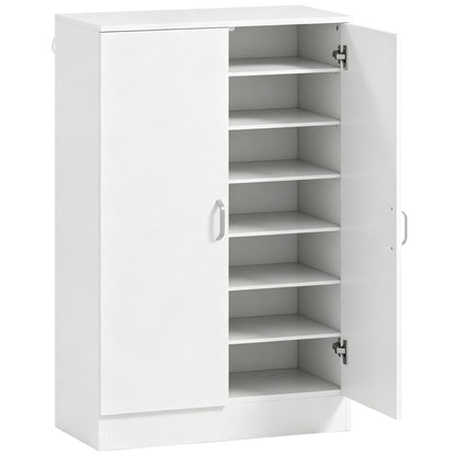 2-Door Shoe Cabinet with 6 Adjustable Shelves, Soft-Close, Stores up to 21 Pairs – Natural Wood Finish (27.6 x 13.8 x 42.5 in)