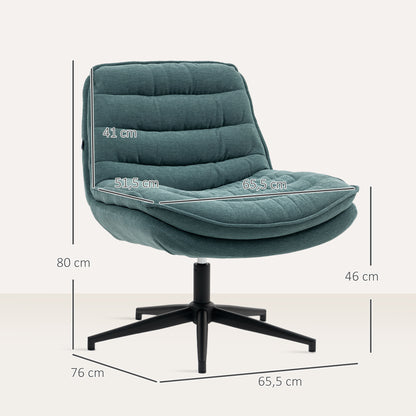 Office Chair Desk Chair without Armrests with Wide Seat, Height Adjustable Tailor Seat Chair Double Thick Swivel Chair with Linen Look, for Home Office, Dark Green