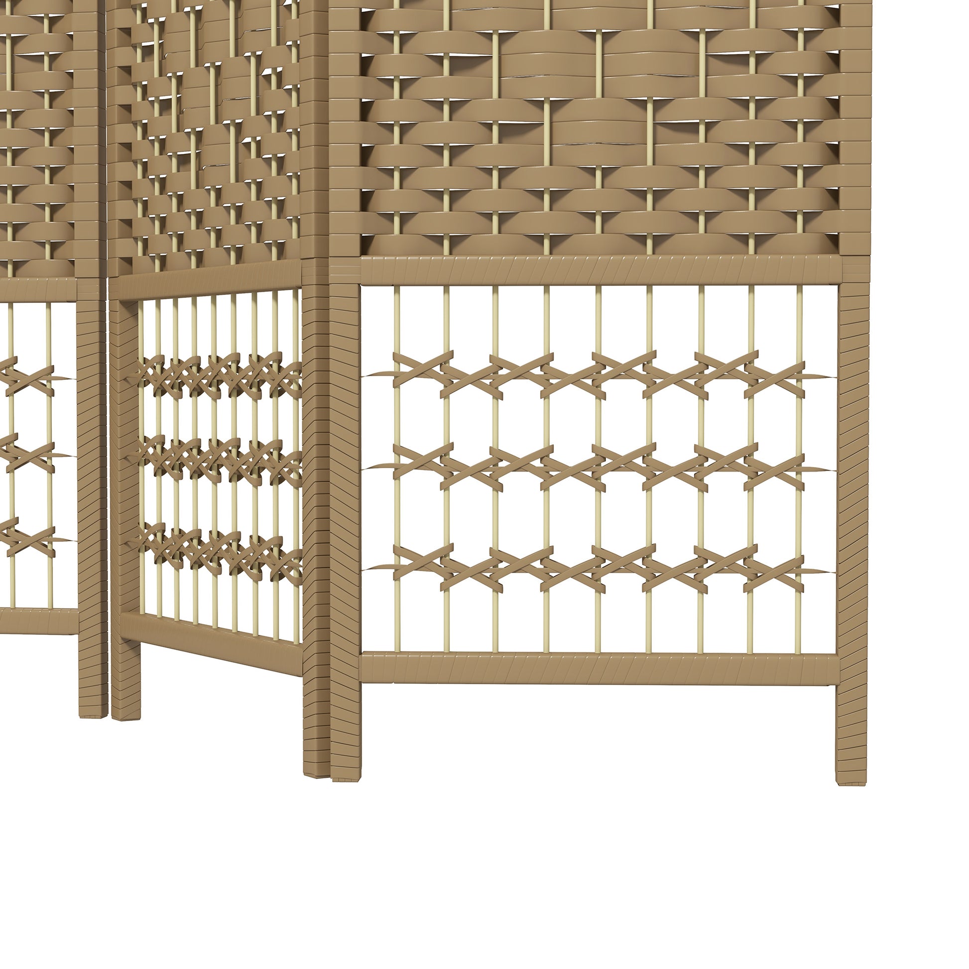 6-Panel Room Divider 94.5x66.9 inches Folding Room Partition with Paper Cord and Wood Frame Decoration for Bedroom Living Room Natural