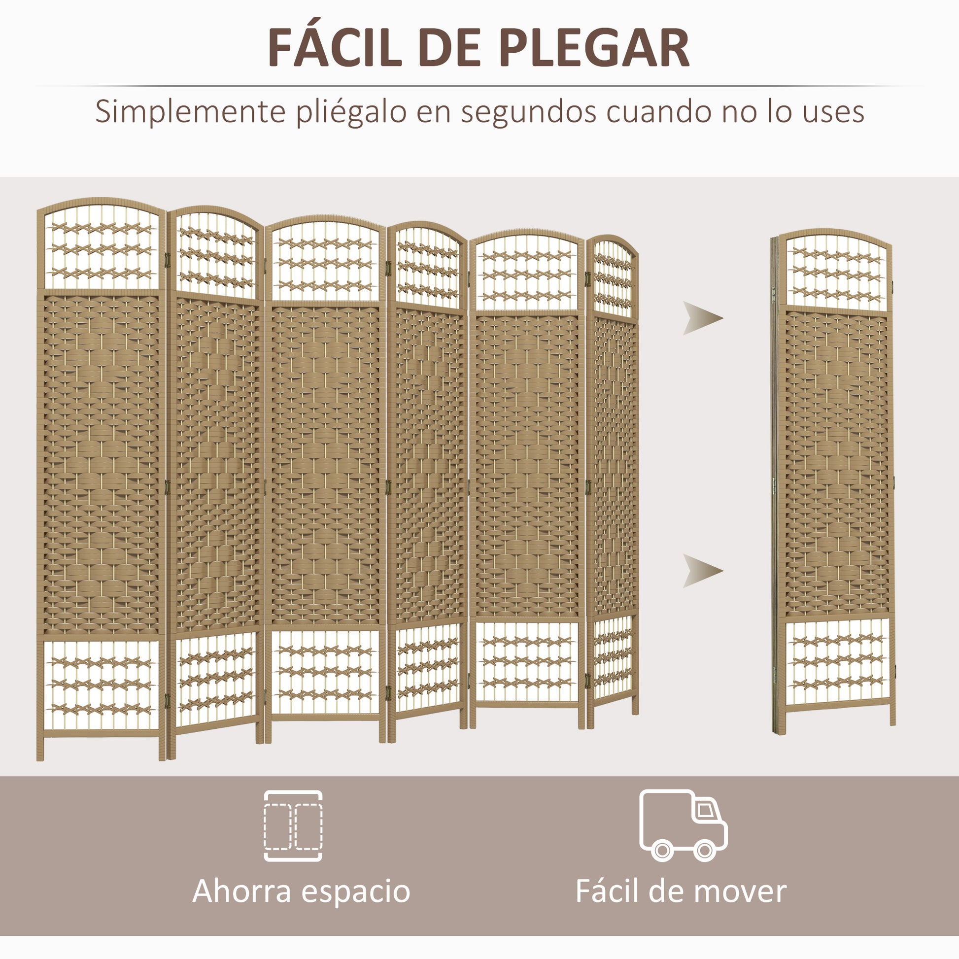 6-Panel Room Divider 94.5x66.9 inches Folding Room Partition with Paper Cord and Wood Frame Decoration for Bedroom Living Room Natural
