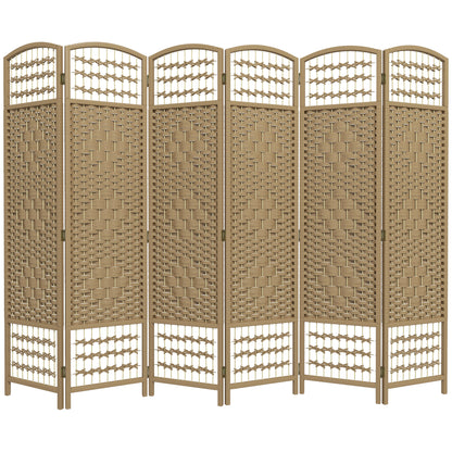 6-Panel Room Divider 94.5x66.9 inches Folding Room Partition with Paper Cord and Wood Frame Decoration for Bedroom Living Room Natural