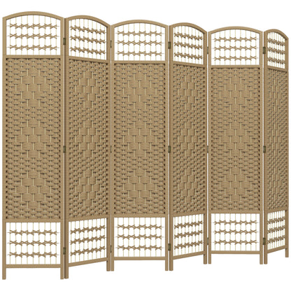 6-Panel Room Divider 94.5x66.9 inches Folding Room Partition with Paper Cord and Wood Frame Decoration for Bedroom Living Room Natural