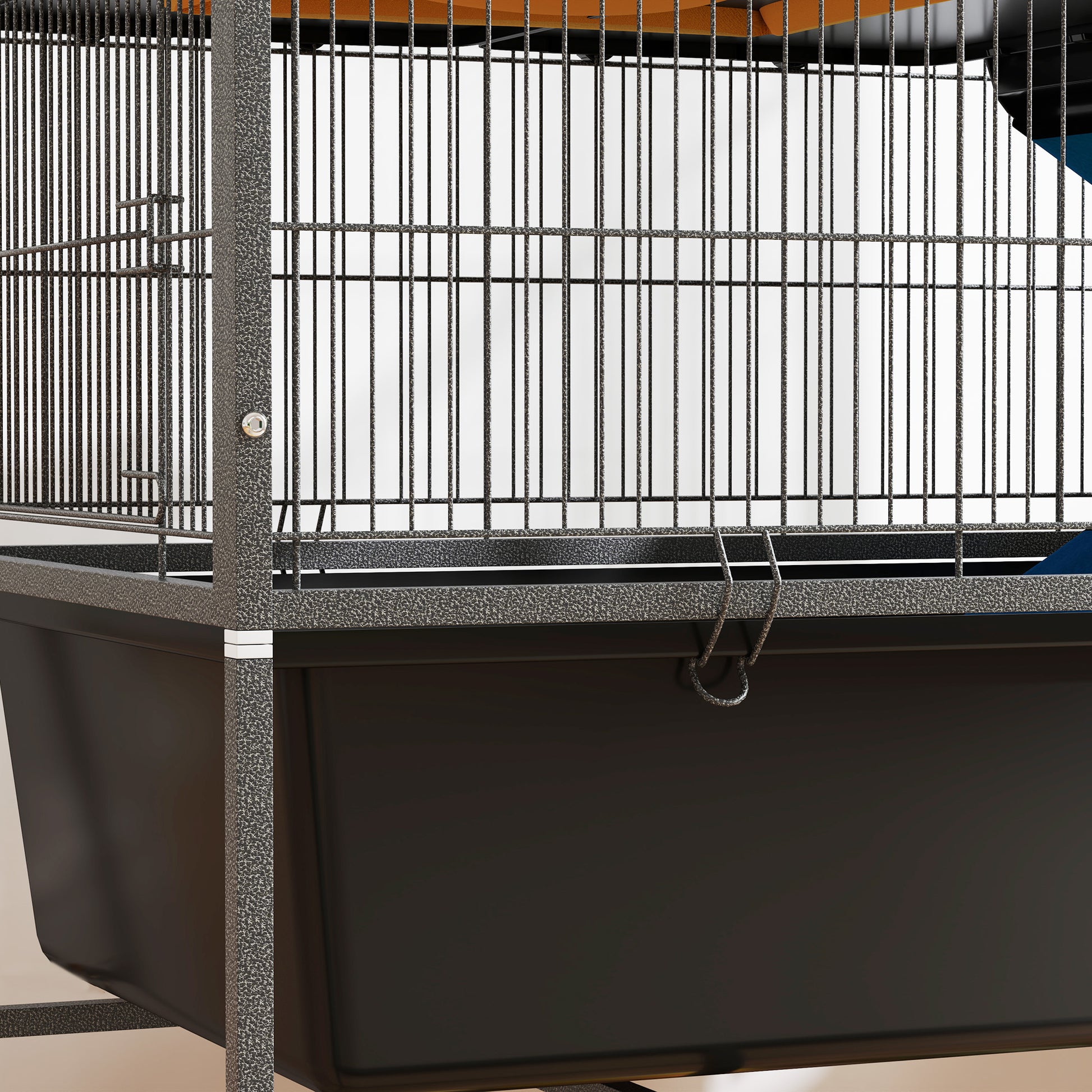3-Tier Ferret Cage Rabbit Cage with Wheels Ramps Hammock and Removable Tray Small Animal Cage Rodents Chinchillas 88x48x102 cm Dark Gray