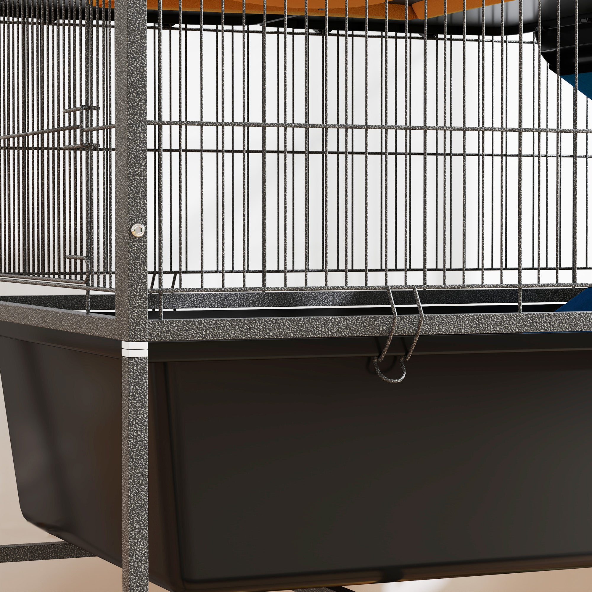 3-Tier Ferret Cage Rabbit Cage with Wheels Ramps Hammock and Removable Tray Small Animal Cage Rodents Chinchillas 88x48x102 cm Dark Gray