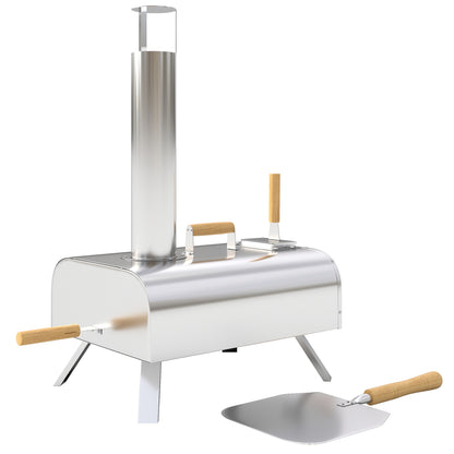 Outdoor Pizza Oven Wood-Fired Pizza Oven Made of Stainless Steel, Oven with 1cm Thick Pizza Stone Folding Legs Pizza Peel Lid Portable Wood Oven Pizza Ovens for Camping Garden Party