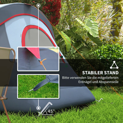 Camping Tent for 5-6 People Stable Waterproof Family Tent with Entrance Window Pack Bag, Tent with 3000mm Water Column Tunnel Tent for Camping Travel Garden, Light Gray