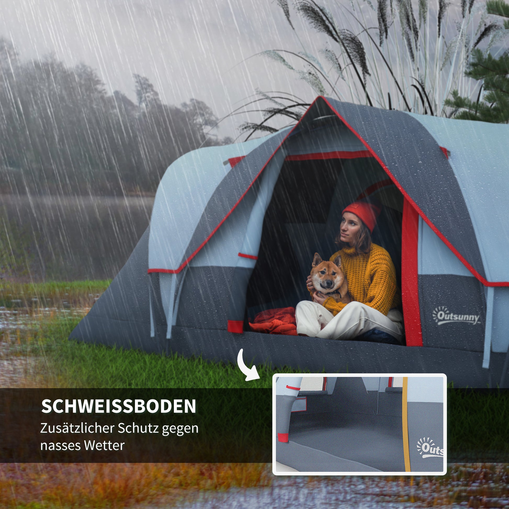 Camping Tent for 5-6 People Stable Waterproof Family Tent with Entrance Window Pack Bag, Tent with 3000mm Water Column Tunnel Tent for Camping Travel Garden, Light Gray