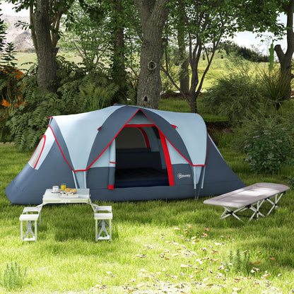 Camping Tent for 5-6 People Stable Waterproof Family Tent with Entrance Window Pack Bag, Tent with 3000mm Water Column Tunnel Tent for Camping Travel Garden, Light Gray