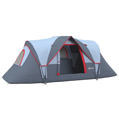 Camping Tent for 5-6 People Stable Waterproof Family Tent with Entrance Window Pack Bag, Tent with 3000mm Water Column Tunnel Tent for Camping Travel Garden, Light Gray