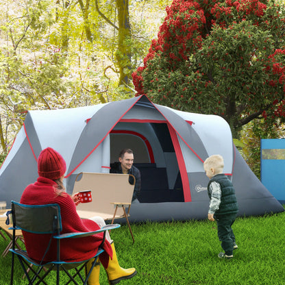 Camping Tent for 5-6 People Stable Waterproof Family Tent with Entrance Window Pack Bag, Tent with 3000mm Water Column Tunnel Tent for Camping Travel Garden, Light Gray